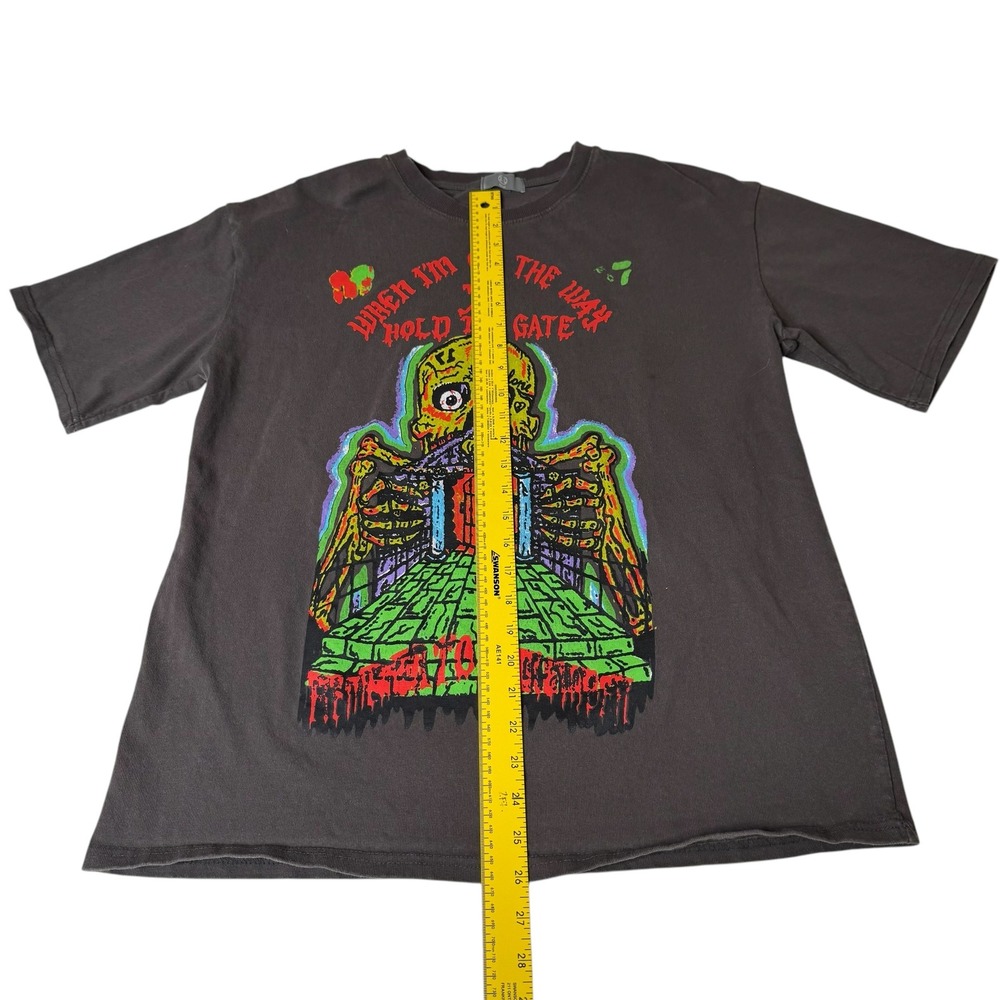 HBAT Kanye West Graphic Print T-Shirt Skeleton Cookie HOLD THE GATE Men's M-L - Picture 7 of 7